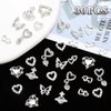 RODAKY 30PCS Planet Nail Charms 3D Silver Butterfly Nail Art Charms Rhinestone Dangle Heart Nail Gems Saturn Planet Charms for Nails Glitter Multi Style Nail Decoration for Manicure DIY
