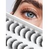 False Eyelashes Cat Eye Lashes Wispy 15mm Strip Eyelashes Thin Band Natural Lashes Fluffy Eyelashes Siligli Lashes Pack Fake Lashes 3D Volume Curly Eyelash 10 Pair
