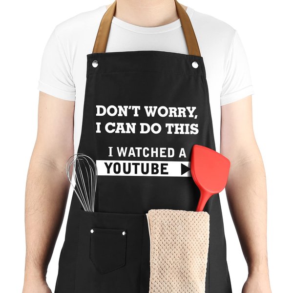 VIISPIRIT Father's Day Gifts for Dad, Funny Men Apron with 3 Tool Pockets Adjustable Neck Strap, Waterproof, Valentine's Gifts from Wife for Husband, Friends, Birthday Gifts, BBQ Cooking Chef Apron