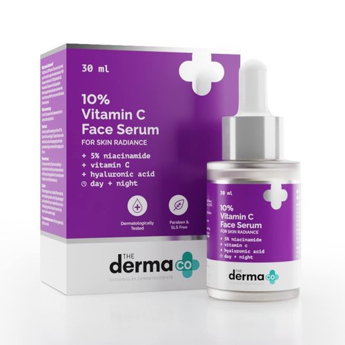The Derma Co 10% Vitamin C Face Serum | Helps Restore Natural Glow | Tightens Pores & Hydrates Dry, Dull Skin | Radiance Serum for All Skin Types | 1.01 Fl Oz/30ml