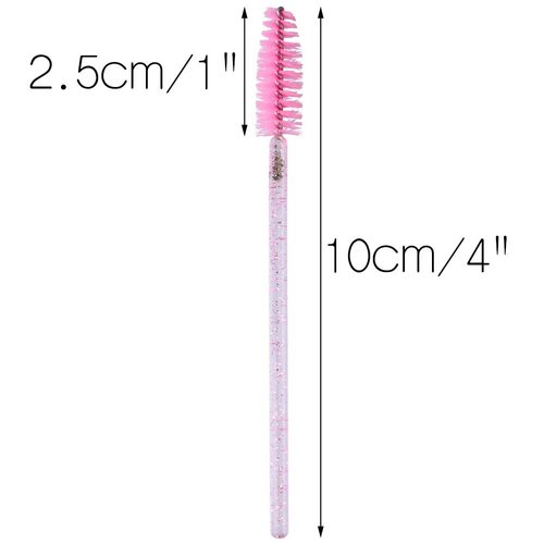 G2PLUS 100PCS Eyelash Mascara Brushes, Disposable Lash Spoolies, Crystal Eyelash Brush Makeup Kits for Eyelash Extensions and Eyebrow Brush