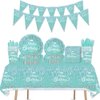 2Pcs Teal and Silver Birthday Tablecloths Decorations, Teal and Silver Party Table Cover, Teal and Silver Birthday Party Supplies Decorations for Girls Women Silver Glitter Party Supplies (71Inx 42In)