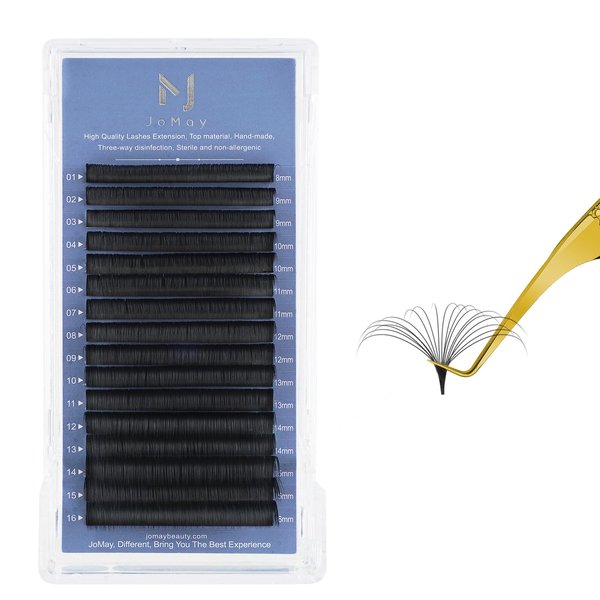 16 Rows Automatic Blooming Flower Lashes Volume Lashes for Eyelash Extension Easy Fan Volume Eyelash Mixed Length Lash Extensions（C-0.03-8-16MIX）