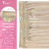 YoungSee Wire Hair Extensions Highlights Wire Real Human Hair Extensions Ash Blonde Highlights Bleach Blonde with Strawberry Highlights Hair Wire Extensions for Natural Look 18In 80G