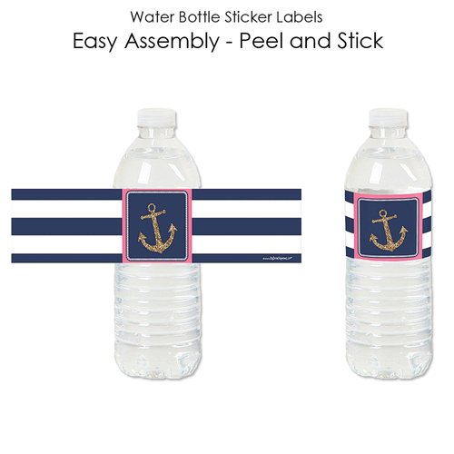 Big Dot of Happiness Last Sail Before the Veil - Nautical Bachelorette and Bridal Shower Water Bottle Sticker Labels - Set of 20