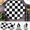 50 Packs Racing Car Paper Plates 9" Black and White Disposable Plates Checkered Flag Party Plates Round Dessert Dinner Paper Plate for Race Car Party Supplies Kids Birthday Tableware