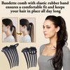 Vodolo Bandette Comb with Elastic Band,6 PCS Hair Accessory for Easy and Chic Hairstyles,Ponytail Bump it UP Volume Inserts Combs, Hair Combs for Thick Hair