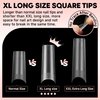 UNA GELLA Extra Long Square Fake Nails 504pcs Double Side Pre-shape Gel Acrylic XL Nail Tips for Half Cover Nail Extension Home DIY Nail Salon 12 Sizes Gelly Tips