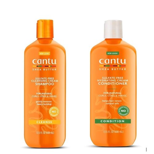 Cantu Shea Butter Cleansing Shampoo + Hydrating Conditioner 13.5 Fl Oz (Pack of 2)