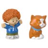 F-Price Toy Figure Pack ~ Story Starter Figure Set - HBW72 ~ Curly Red Hair Kid and Orange Cat Figures, Blue, Orange, Green