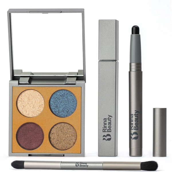 Rinna Beauty Be Extra Iconic Eye Kit with Vegan Diamond Noir Jet Black Eye Crayon, Lash Out Jet Black Mascara, Eye Shadow Quad, Pink Magic, Sparkling Plum, Sparkling Blue Azure, Cool Steel - 1 each