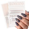 3D Lines Nail Stickers Rose Gold Metal Nail Art Decals 8 Sheets Stripe Lines Letters French Tips Self-Adhesive Nail Decals Curve Nail Art Sliders Nail Supplies for Women Manicure DIY Decorations