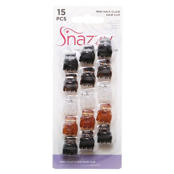 Snazzy Hair Half Claw Clips 15PCS 1 cm Non Slip, Acrylic Hair Barrettes, Celluloid Jaw Clips, Tortoise Shell Grip Pin Teeth Clamp -Solid print Stylish Hair Accessories for Women Girls, Small Size