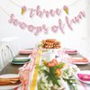 Kaakswa Three Scoops of Fun Birthday Banner, Ice Cream 3rd Birthday Decorations for Girls, Summer Ice Cream Theme Three is So Sweet Birthday Party Supplies, Pink Glitter
