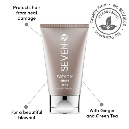 SEVEN Hair Care SATARA SHAPE Gelee Hair Gel for Men + Women, Strong Hold Styling Gel with Green Tea + Sunflower Seed for Blowouts, Thermal Protection & Color Fade Shield, Made in USA, 4.5 oz