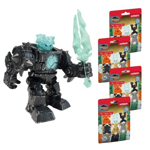 Schleich 7-Piece Eldrador Action Figure Set with Ice Mini Robot, Mini Creature, Weapon and 4 Surprise Toys Mini Creatures