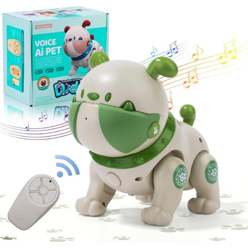 EWEADN Robot Dog Pets Toy for Kid Toddler Toys Remote Control Robot Dog Toy with Touch Interaction, Recordable, Soothing Music Mode, LED Light, Gift for Girls and Boys (Green)