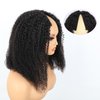 Domiso New Super V Part Human Hair Wig 200% Density Afro Kinky Curly V Part Wig Pre-Minimum Leave Out Glueless Wigs Beginner Friendly with Anti Slip Elastic Band and Removable Clips Curly Wig 16 Inch