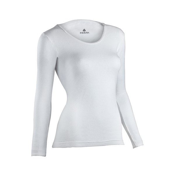 Indera Women's Combed Cotton Raschel Knit Thermal Underwear Top, White, Small