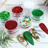 Christmas Nail Art Glitters Sequins, LPOODDNU Winter Nail Art Decorations Flakes 3D White Snowflake Nail Decals Green Red Nail Art Designs Holographic Christmas Winter Glitters for Nails Decorations