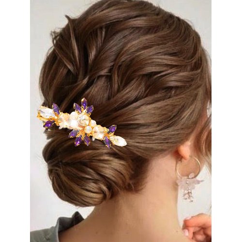 Catery Crystal Hair Clip Gold Bridal Hair Accessories Halloween Hair Pieces for Women