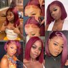 99J Burgundy Bob Wig Human Hair 13x4 Straight(12 Inch) Lace Front Wigs Human Hair Pre Plucked with Baby Hair 13x4 Short Bob Wine Red Wig Glueless Transparent Lace Wigs for Women 150% Density