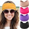 SEVENHEAD Headbands for Women, Yellow Non Slip Hair Wrap Yoga Elastic Hair Bands Workout Running Sport Wide-Side Sweat-Absorbing and Anti-Perspiration for Girls