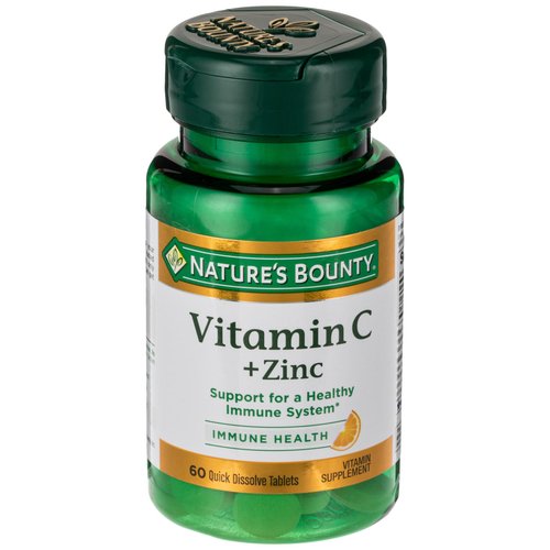 Nature's Bounty, Vitamin C + Zinc, Supports Immune Health, Vitamin Supplement, 60 mg, 60 Tablets