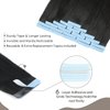 Jerriess Tape in Hair Extensions Human Hair, Professional Grade Remy Human Hair Tape in Extensions, Silky Texture &Full Thick Ends Hair Extensions, 20pcs 50g/pack Straight Natural Black, 22 inch(#1b)
