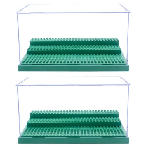 Minifigure Display Case for Action Figures Blocks, Dustproof Acrylic Display Box Storage with 3 Movable Steps for Collection Models Minifigures, Bricks Blocks Toys