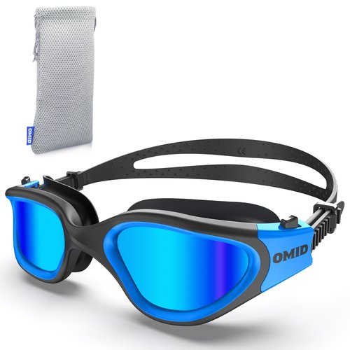 OMID Swim Goggles, Polarized Swimming Goggles, Comfortable Anti-Fog Leak Proof UV Protection Crystal Clear Vision Goggles Swimming for Men Women Adult Youth (Blue)