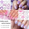 editTime Mixed Style Fashion 3D Nail Art Charms Kit Resin Camellia Rose Flower Butterfly Bow Moon Heart Bear Snake Hollow Pearl with Rhinestones and Soft Slice (Pink Purple)
