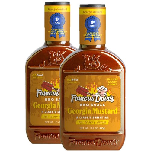 Famous Dave's Georgia Mustard BBQ Sauce, 17.5 Ounce Pack of 2, Tangy Flavor for Pork, Beef and Chicken