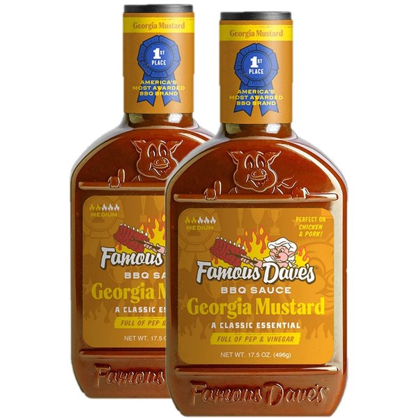 Famous Dave's Georgia Mustard BBQ Sauce, 17.5 Ounce Pack of 2, Tangy Flavor for Pork, Beef and Chicken