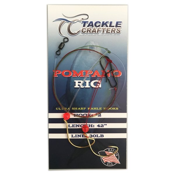Tackle Crafters Pompano Rigs for Surf Fishing, Whiting Rigs - Pack of 12 Pompano Bait, Surf Fishing Rigs - Double Hooks Pompano Rig for Saltwater