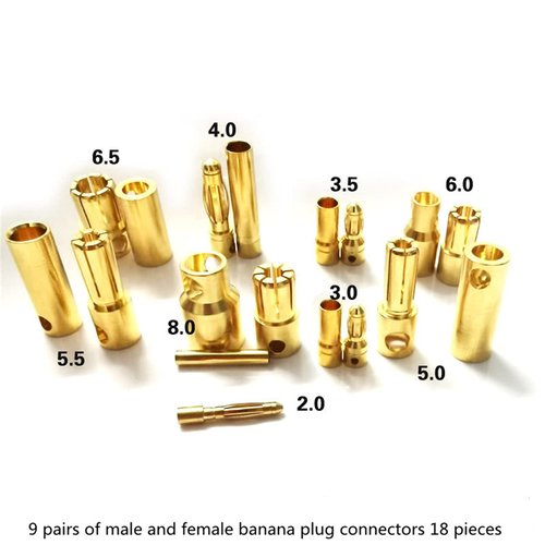 skrnrhrery Banana Bullet Connector Male Female Plug, Compatible with RC Car Boat Drone Battery ESC Motor Battery Equipment Motor Parts (4.0mm) 10 Pairs