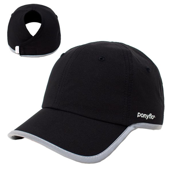 Ponyflo Performance Ponytail Running Hat - Ponytail Hats for Women - High Ponytail Hats for Women - Baseball Cap Women Black