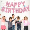TONIFUL Light Pink Happy Birthday Balloons Banner, 16 Inch Mylar Foil Letters Birthday Sign Bunting Reusable for Girls Boys Kids & Adults Birthday Decorations and Party Supplies