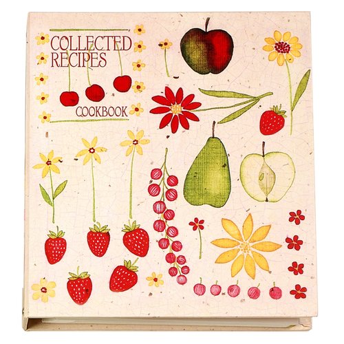 Meadowsweet Kitchens Recipe Card Holder Cookbook Mini 2 Ring Binder Organizer - Recipe Binder Cook Book w/ 25 4 x 6 Cards, 50 Clear Card Sleeves, & 9 Card Dividers w/ Categories (Fruit 'n' Flowers)
