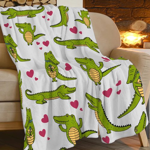 Alligator Blanket Super Cozy Soft Crocodile Throw Blanket Warm Plush Crocodiles Stuff Fluffy Fleece Flannel Gift Blankets for Women Girls Boys Adults 50"X40"