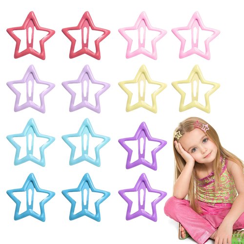 Y2K 2000s Star Hair Clips, 14Pcs Snap Hair Barrettes Non Slip Star Hair Cute Lovely Accessories for Girls Women