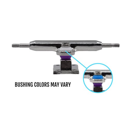 Teak Tuning Prodigy Pro Inverted Fingerboard Trucks with Gold Colored Locknuts & Urethane Tuning, Silver Colorway - 34mm Width - Inverted Kingpin, Solid Axle Style - Tuned & Assembled