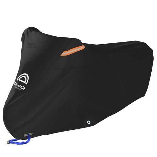Motorcycle Cover Waterproof Outdoor 80 inches Length All Season Universal Protection, Coverado Scooter Covers with Inner Flame Retardant Fabric and Seam PU Tapes, Fit for Harley Davidsion Yamaha etc