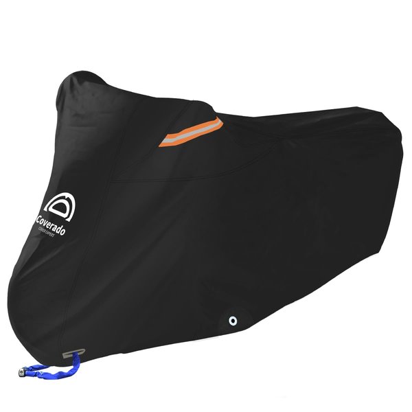 Motorcycle Cover Waterproof Outdoor 80 inches Length All Season Universal Protection, Coverado Scooter Covers with Inner Flame Retardant Fabric and Seam PU Tapes, Fit for Harley Davidsion Yamaha etc