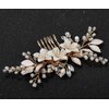 SWEETV Wedding Hair Comb Clip Bridal Crystal Wedding Hair Accessories for Brides and Bridesmaid, Gold