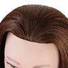 Male Mannequin Head 100% Human Hair Training Head 14 Inch Barber Mannequin Head Manikin Cosmetology Doll Head for Hair Styling and Practice with Wig Clamp Stand (with Beard,Brown)