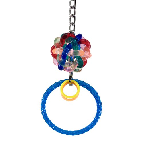 Bonka Bird Toys 1874 Wibbly Ring 5" High by 5" Wide, Small Parrot Tug Forage Cage Toy, Parrotlet, Budgie, Lories, and Similar Birds
