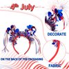 Doneace Patriotic Pom Pom Headband, 4th of July Independence Day Parade Party Headbands, Blue Red White American Flag Star Design Ribbon Hair Band, Fluffy Ball Hair Band for Women Girls Kids