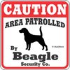 Dog Yard Sign Caution Area Patrolled by Beagle Security Company