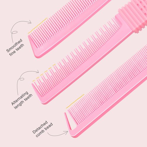 TsMADDTs Comb Set, 3Pcs Hair Combs, Fine Tooth Rat Tail Parting Combs and Lift Teasing Comb for Women and Men Hair Pick& Styling